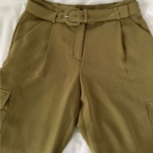 Express Olive Green Utility Trousers with Belted Waist 8L